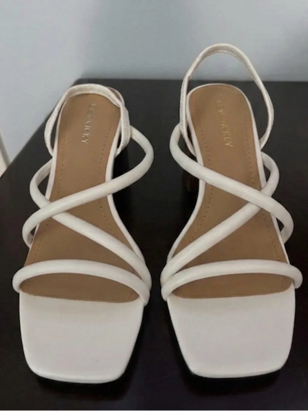 Lisa Vicky ILLUME-V White Sheep Nappa Block Heel Sandals - Size 7.5 M NIB